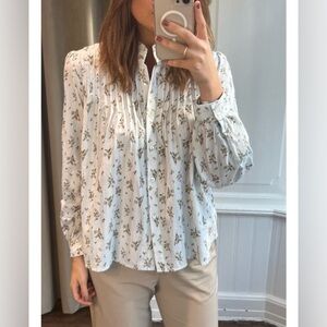LC Lauren Conrad Floral Chiffon V Neck Blouse Long Sleeve Shirt Top S